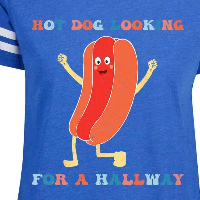 Hot Dog Looking For A Hallway Funny Hot Dog Lover Enza Ladies Jersey Football T-Shirt