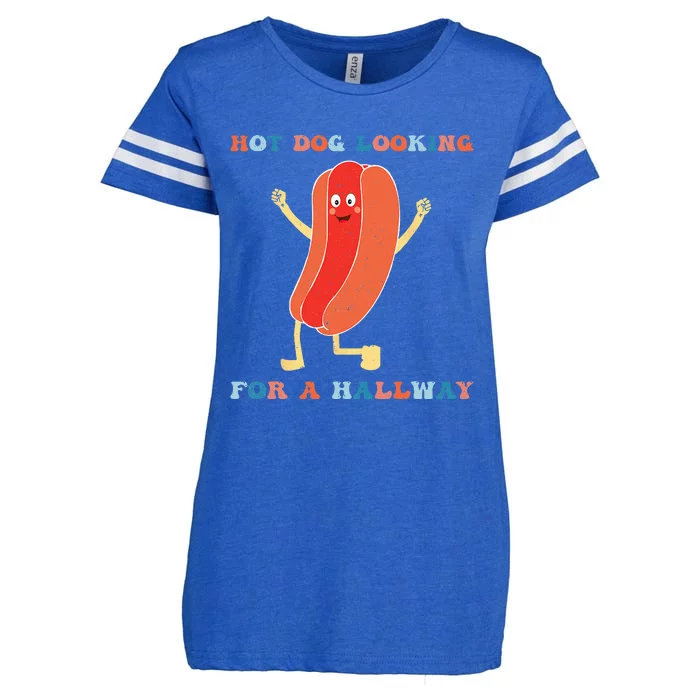 Hot Dog Looking For A Hallway Funny Hot Dog Lover Enza Ladies Jersey Football T-Shirt