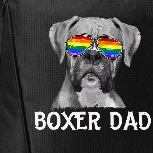 Hug day LGBT Boxer Dad Rainbow Pride Flag Dog Father's Day City Backpack