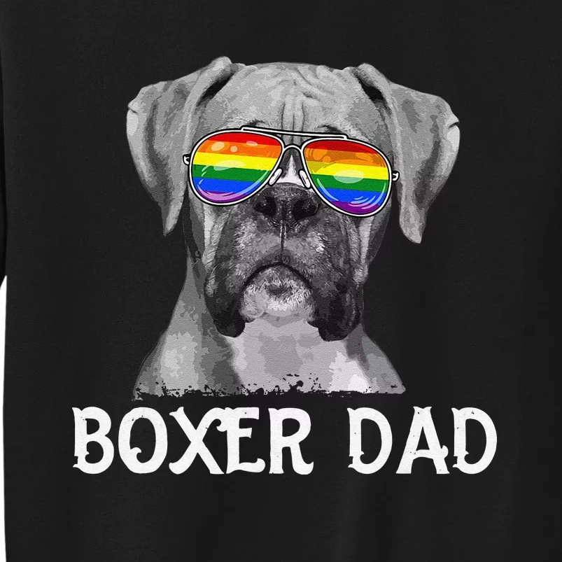 Hug day LGBT Boxer Dad Rainbow Pride Flag Dog Father's Day Tall Sweatshirt