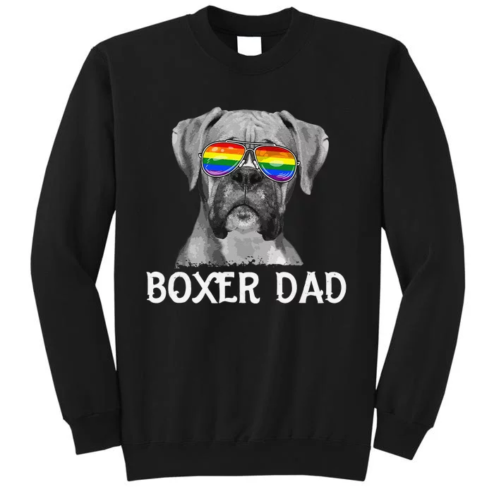 Hug day LGBT Boxer Dad Rainbow Pride Flag Dog Father's Day Tall Sweatshirt