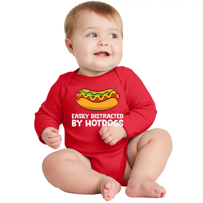 Hot Dog Lover Easily Distracted By Hotdogs Baby Long Sleeve Bodysuit