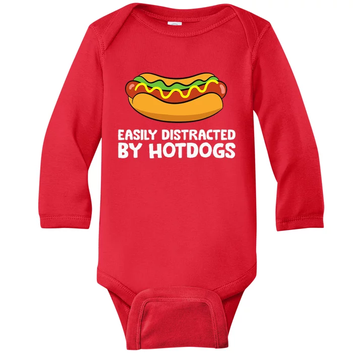 Hot Dog Lover Easily Distracted By Hotdogs Baby Long Sleeve Bodysuit