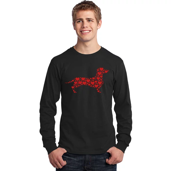 Heart Dog Lover Gift Dachshund Puppy Valentines Day Long Sleeve Shirt