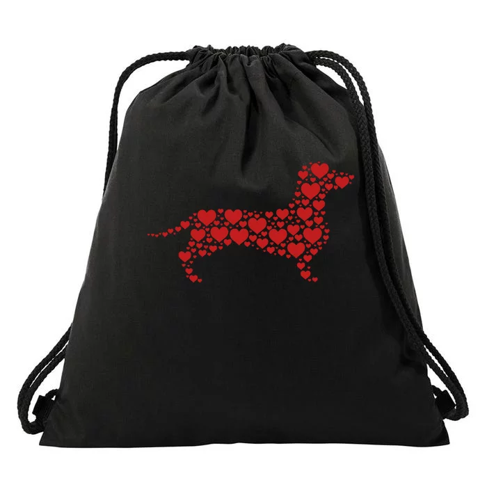 Heart Dog Lover Gift Dachshund Puppy Valentines Day Drawstring Bag