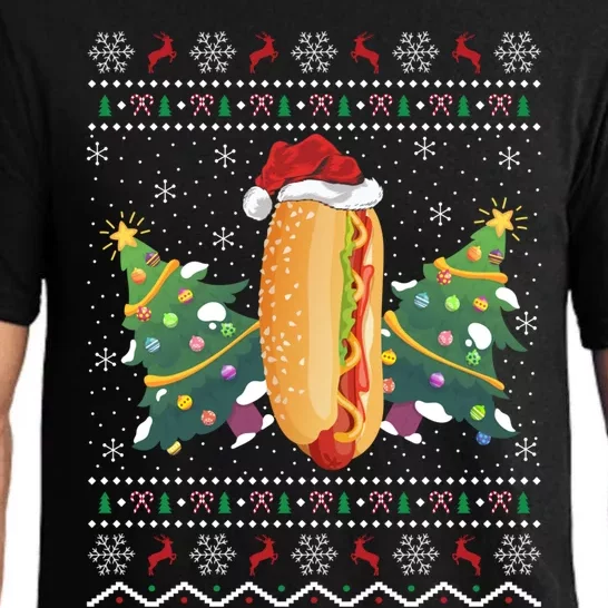 Hot Dog Lover Xmas Gift Ugly Hot Dog Christmas Gift Pajama Set