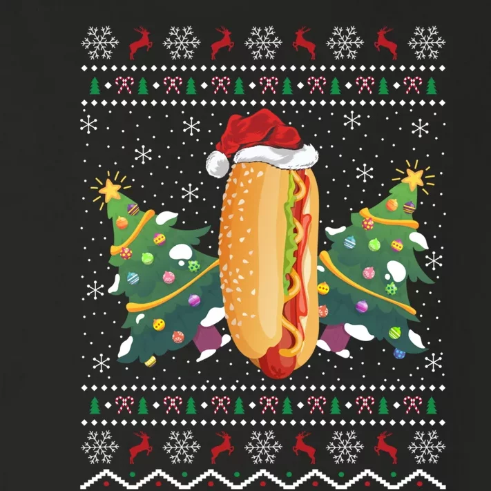 Hot Dog Lover Xmas Gift Ugly Hot Dog Christmas Gift Toddler Long Sleeve Shirt