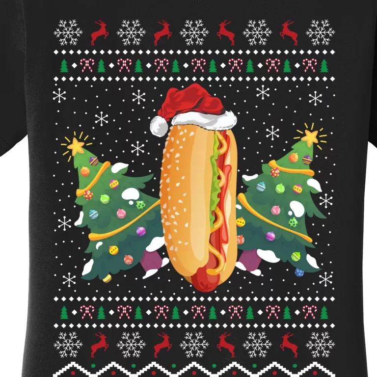 Hot Dog Lover Xmas Gift Ugly Hot Dog Christmas Gift Women's T-Shirt