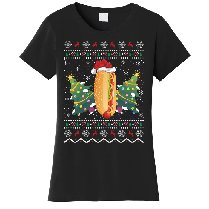 Hot Dog Lover Xmas Gift Ugly Hot Dog Christmas Gift Women's T-Shirt