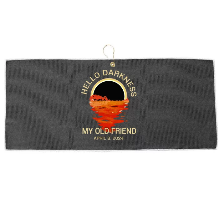 Hello Darkness My Old Friend Solar Eclipse April 08 2024 Large Microfiber Waffle Golf Towel