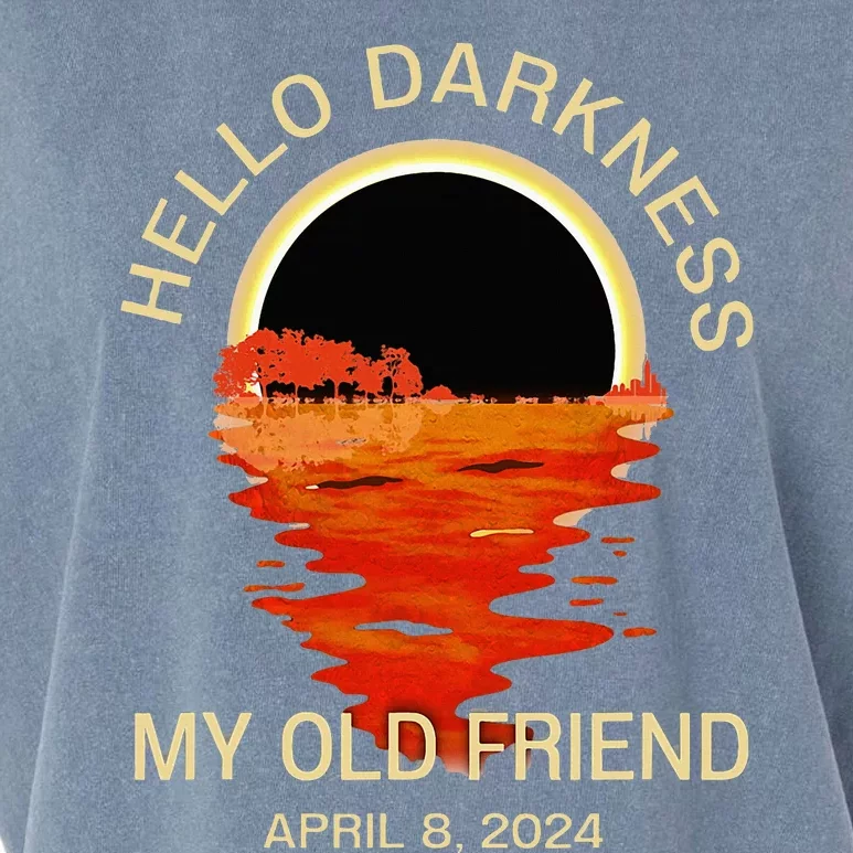 Hello Darkness My Old Friend Solar Eclipse April 08 2024 Garment-Dyed Women's Muscle Tee