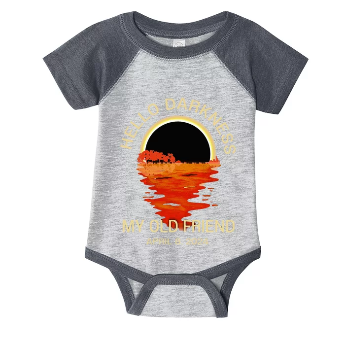 Hello Darkness My Old Friend Solar Eclipse April 08 2024 Infant Baby Jersey Bodysuit