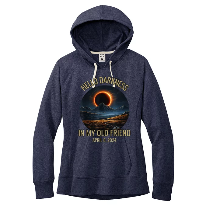 Hello Darkness My Old Friend Solar Eclipse April 08 2024 Women's Fleece Hoodie