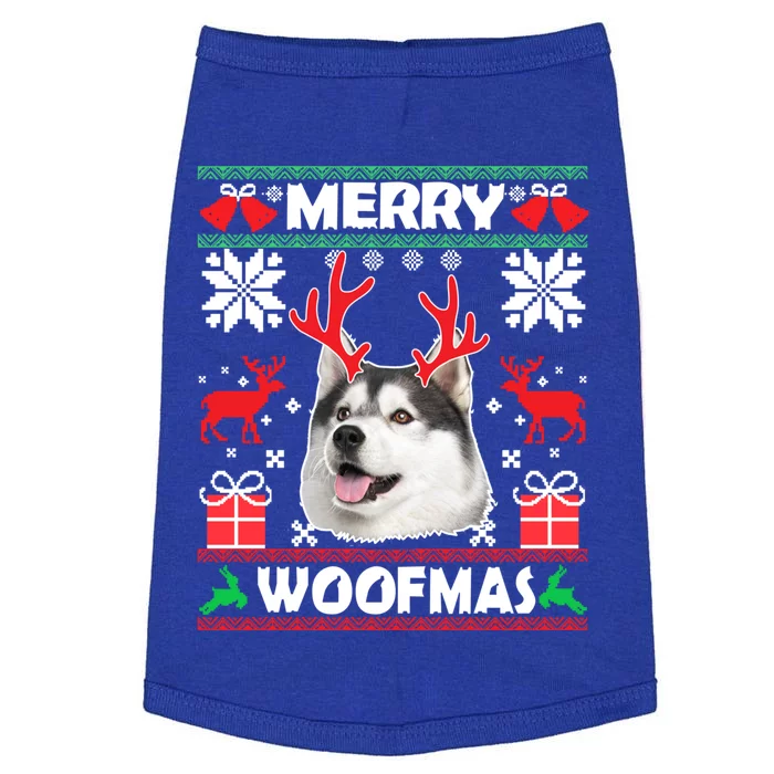 Husky Dog Merry Woofmas Christmas Dog Lovers Ugly Sweater Gift Doggie Tank