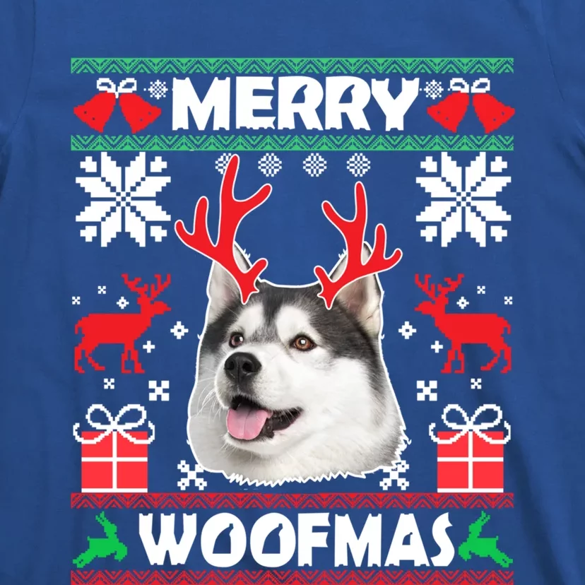 Husky Dog Merry Woofmas Christmas Dog Lovers Ugly Sweater Gift T-Shirt