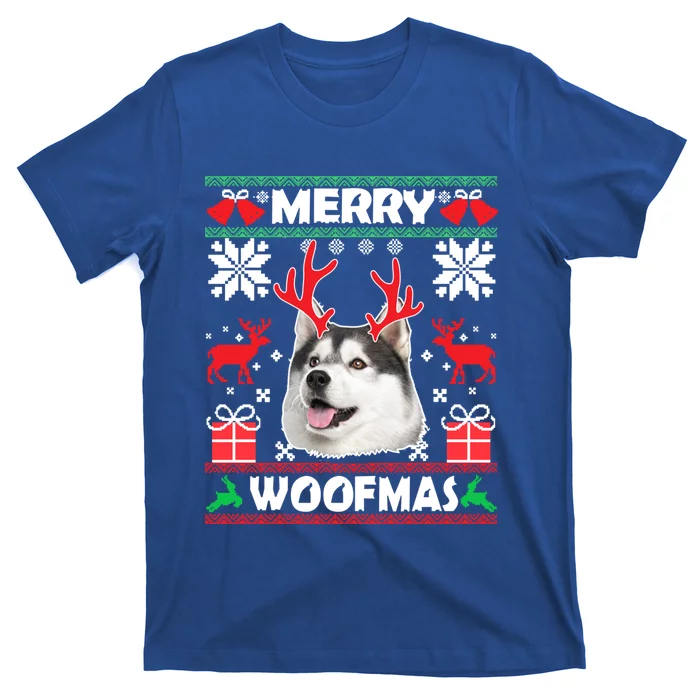 Husky Dog Merry Woofmas Christmas Dog Lovers Ugly Sweater Gift T-Shirt