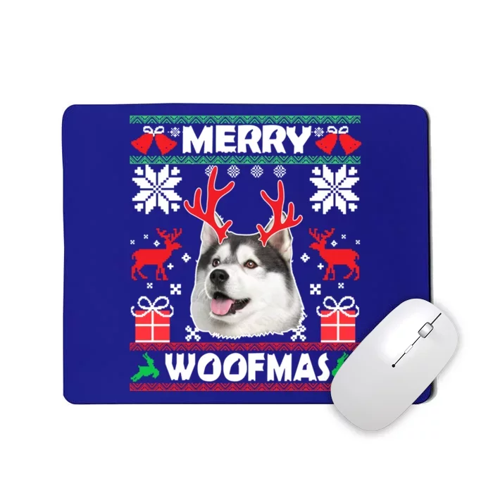 Husky Dog Merry Woofmas Christmas Dog Lovers Ugly Sweater Gift Mousepad