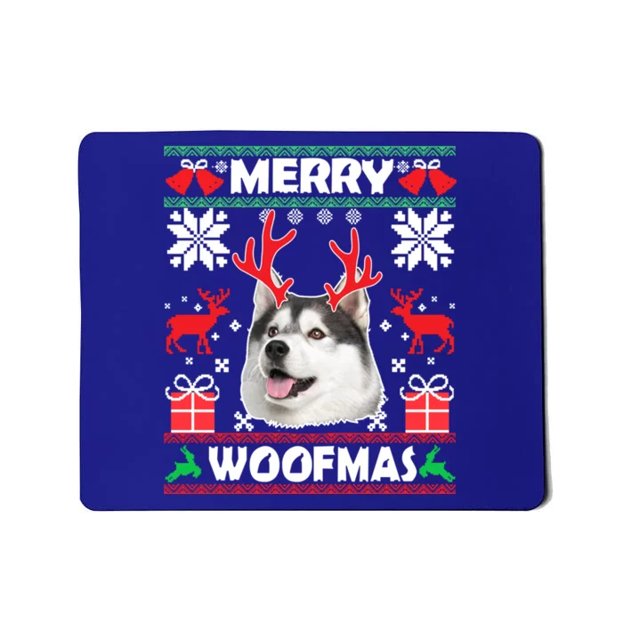 Husky Dog Merry Woofmas Christmas Dog Lovers Ugly Sweater Gift Mousepad