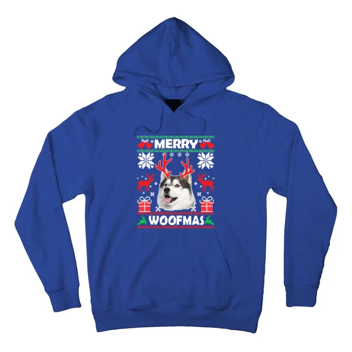 Husky Dog Merry Woofmas Christmas Dog Lovers Ugly Sweater Gift Tall Hoodie