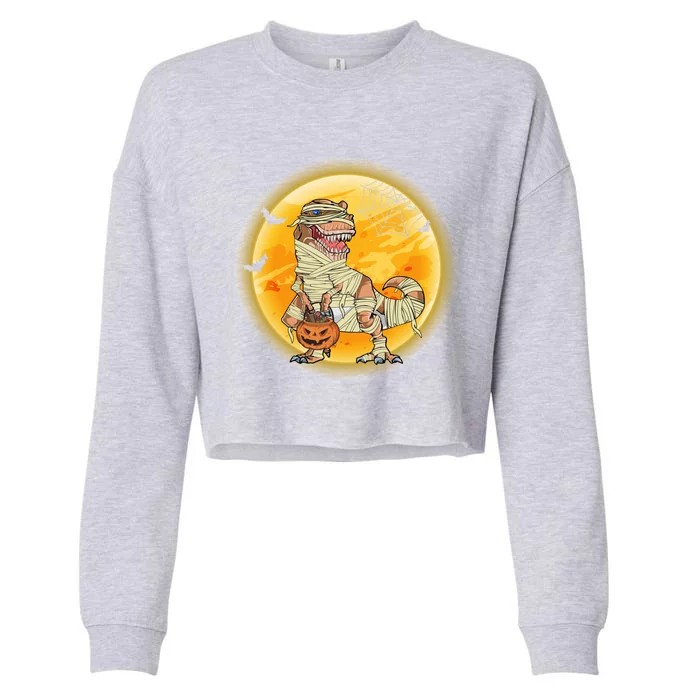 Happy Dinosaur Mummy Halloweeen Pumpkin T Rex Lover Witch Gift Cropped Pullover Crew