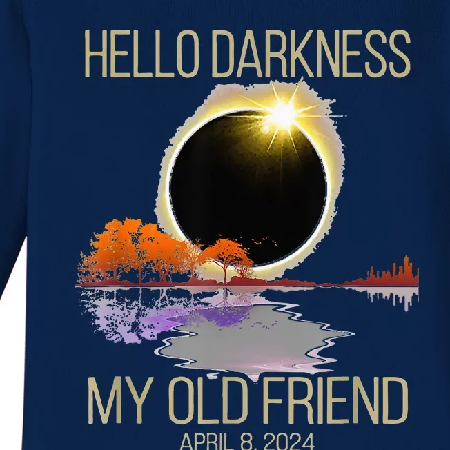 Hello Darkness My Old Friend Solar Eclipse April 08 2024 Baby Long Sleeve Bodysuit