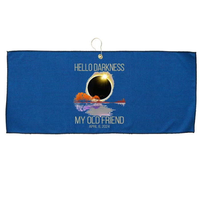 Hello Darkness My Old Friend Solar Eclipse April 08 2024 Large Microfiber Waffle Golf Towel