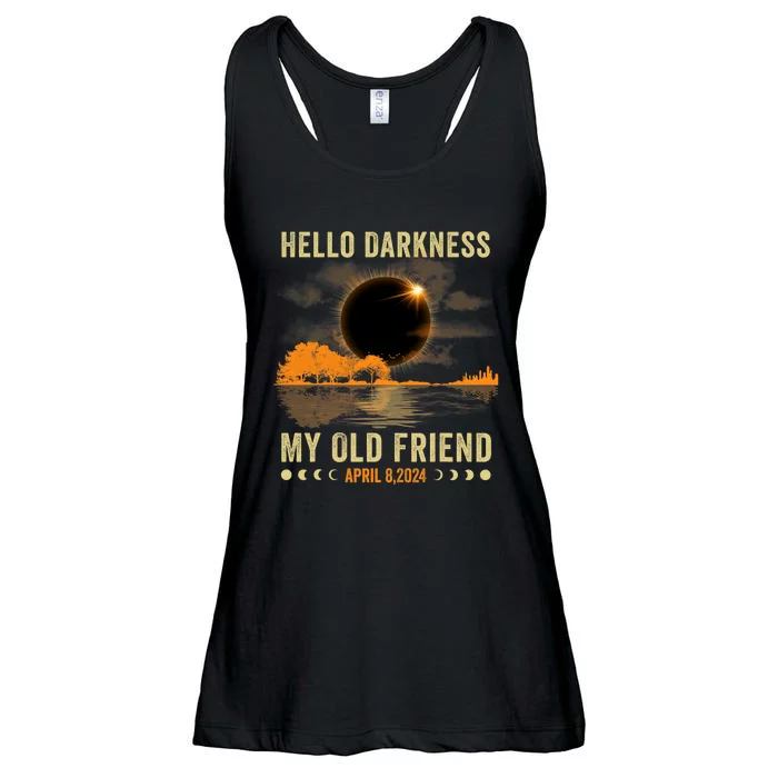 Hello Darkness My Friend Solar Eclipse April 8 2024 Funny Ladies Essential Flowy Tank