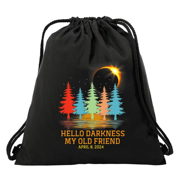 Hello Darkness My Old Friend Eclipse Vintage April 2024 Drawstring Bag