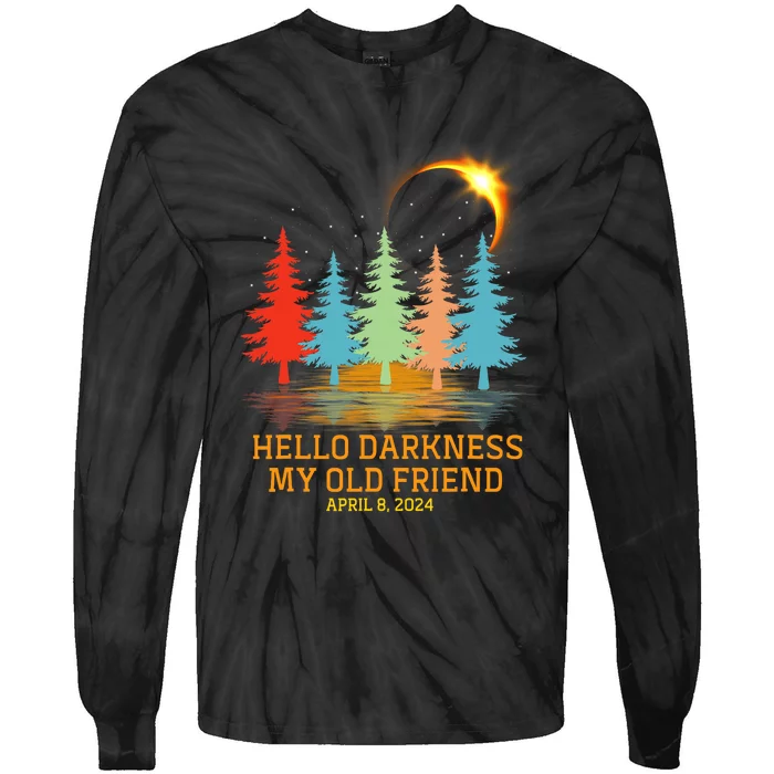 Hello Darkness My Old Friend Eclipse Vintage April 2024 Tie-Dye Long Sleeve Shirt