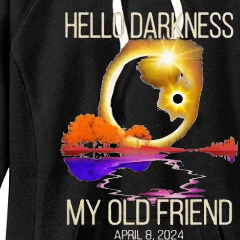 Hello Darkness My Old Friend Solar Eclipse April 08 2024 Women's Fleece Hoodie