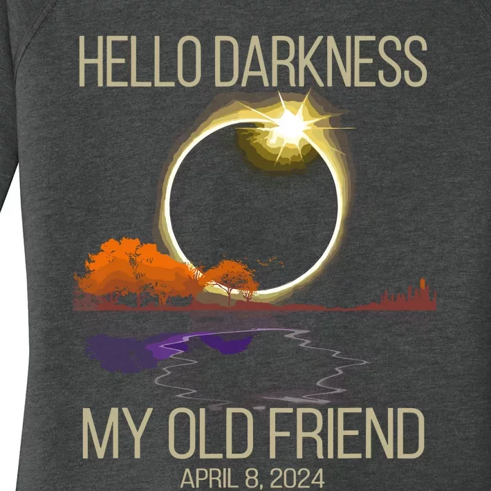 Hello Darkness My Old Friend Solar Eclipse April 08 2024 Women's Perfect Tri Tunic Long Sleeve Shirt