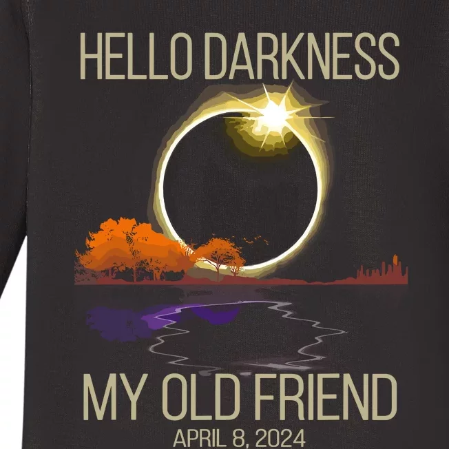 Hello Darkness My Old Friend Solar Eclipse April 08 2024 Baby Long Sleeve Bodysuit