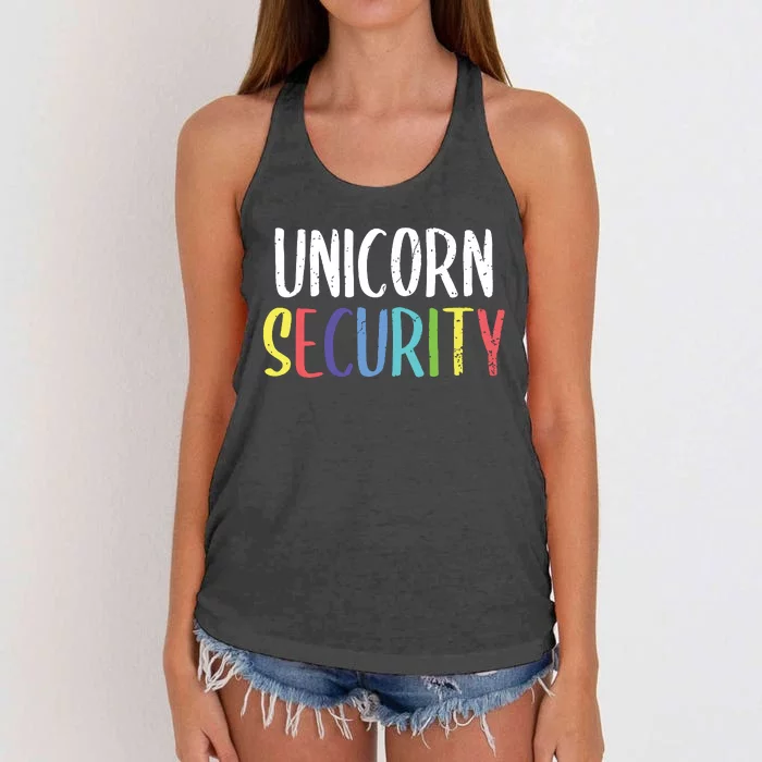 Halloween Dad Mom Daughter Adult Costume Unicorn Security Women's Knotted Racerback Tank