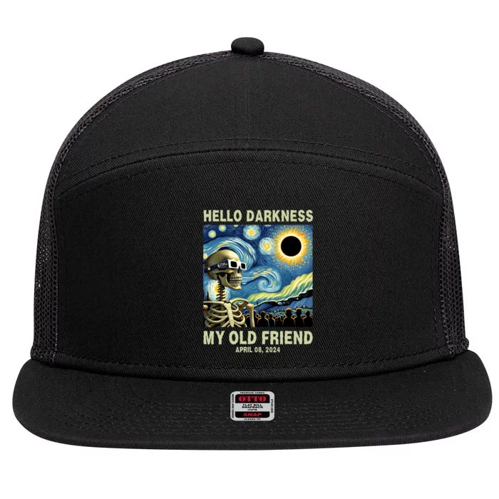 Hello Darkness My Old Friend Solar Eclipse April 08 2024 7 Panel Mesh Trucker Snapback Hat