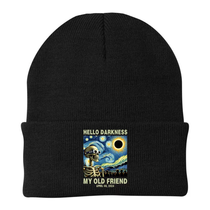 Hello Darkness My Old Friend Solar Eclipse April 08 2024 Knit Cap Winter Beanie