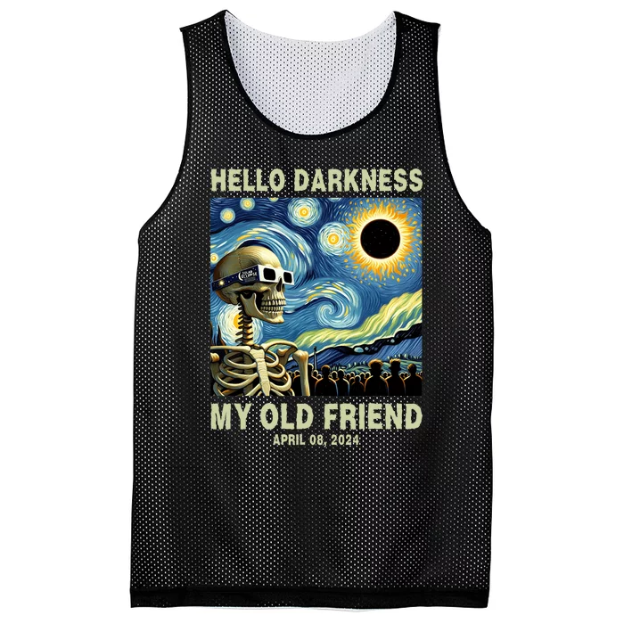 Hello Darkness My Old Friend Solar Eclipse April 08 2024 Mesh Reversible Basketball Jersey Tank