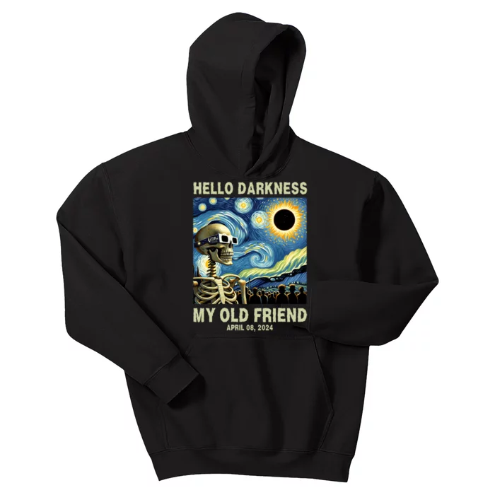 Hello Darkness My Old Friend Solar Eclipse April 08 2024 Kids Hoodie