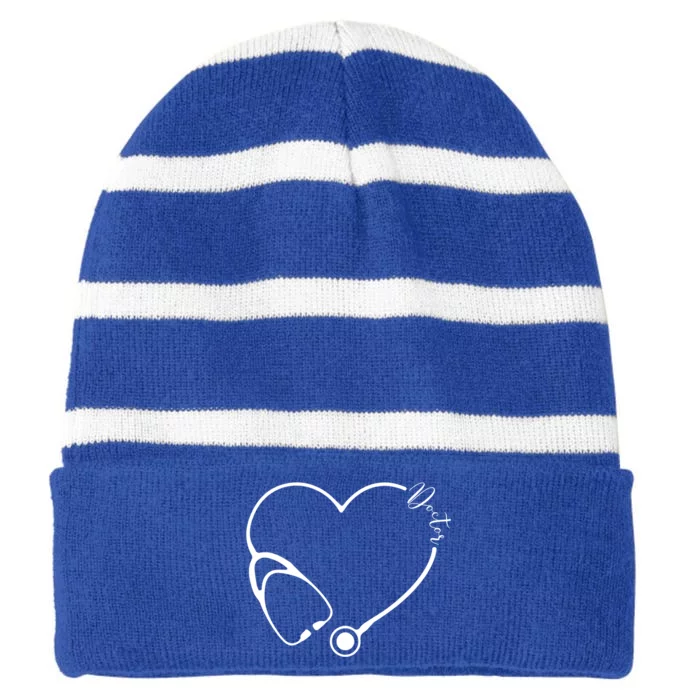 Hospital Doctor Medical Physician Med Student Great Gift Striped Beanie with Solid Band