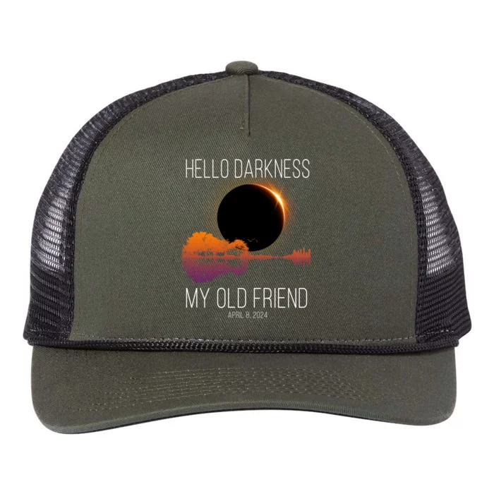 Hello Darkness My Old Friend Solar Eclipse April 8 Retro Rope Trucker Hat Cap