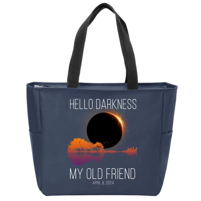 Hello Darkness My Old Friend Solar Eclipse April 8 Zip Tote Bag