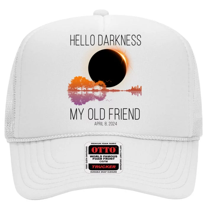 Hello Darkness My Old Friend Solar Eclipse April 8 High Crown Mesh Trucker Hat