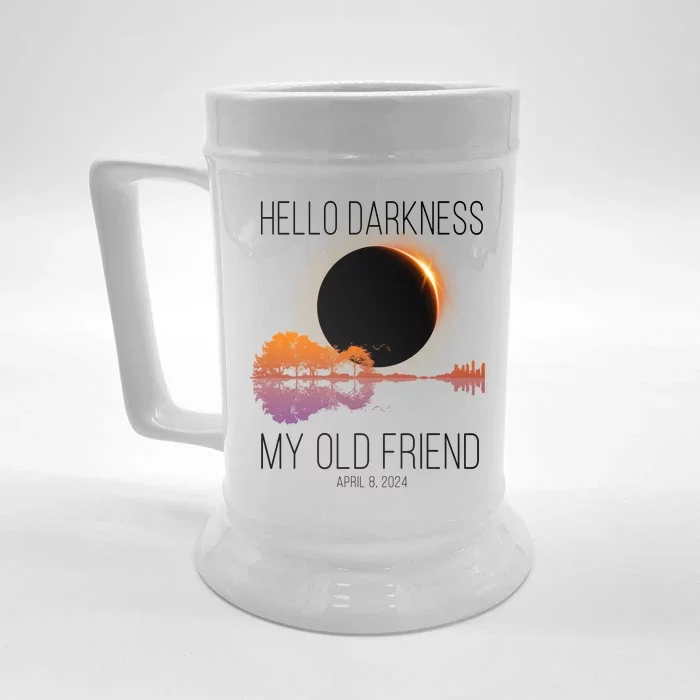 Hello Darkness My Old Friend Solar Eclipse April 8 Front & Back Beer Stein