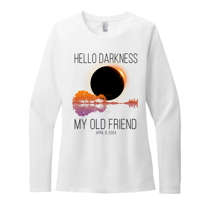 Hello Darkness My Old Friend Solar Eclipse April 8 Womens CVC Long Sleeve Shirt