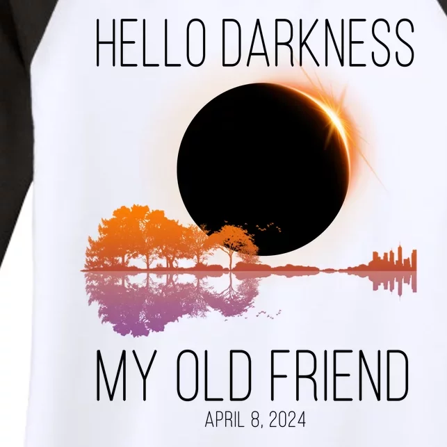 Hello Darkness My Old Friend Solar Eclipse April 8 Women's Tri-Blend 3/4-Sleeve Raglan Shirt