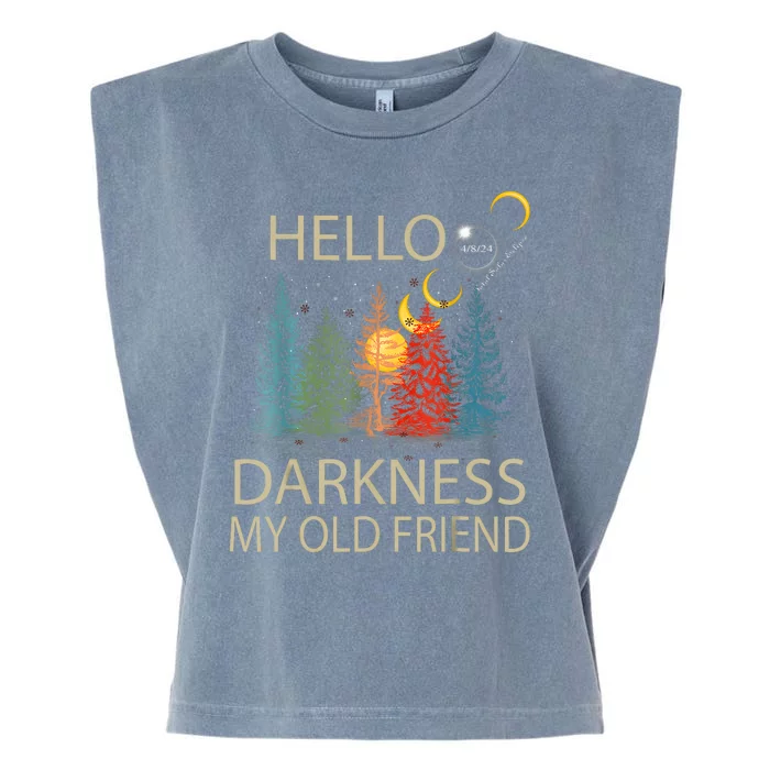 Hello Darkness My Old Friend Solar Eclipse April 08 2024 Garment-Dyed Women's Muscle Tee