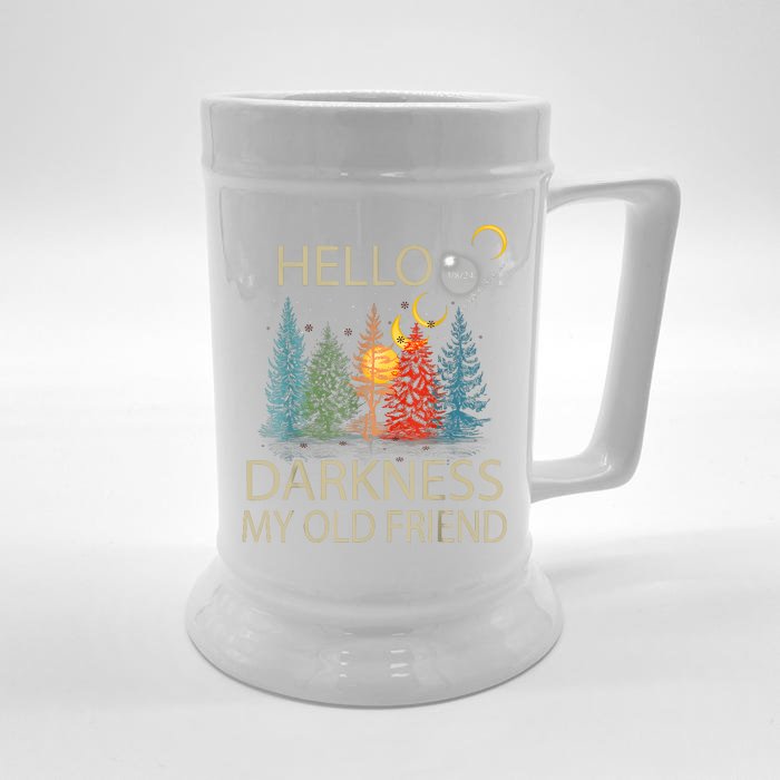 Hello Darkness My Old Friend Solar Eclipse April 08 2024 Front & Back Beer Stein