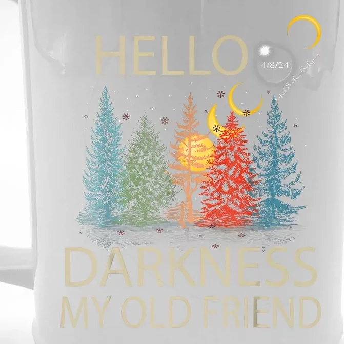 Hello Darkness My Old Friend Solar Eclipse April 08 2024 Front & Back Beer Stein