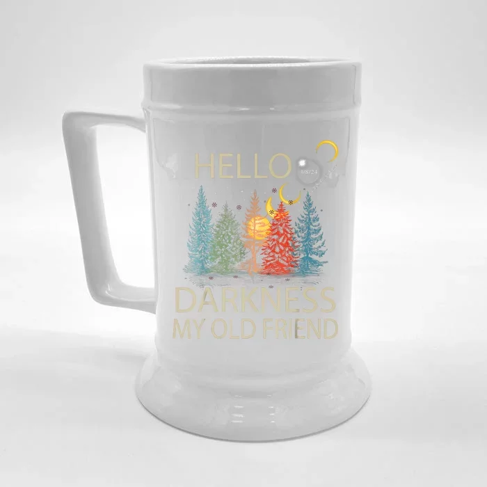 Hello Darkness My Old Friend Solar Eclipse April 08 2024 Front & Back Beer Stein