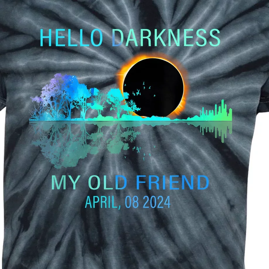 Hello Darkness My Old Friend 2024 Solar Eclipse April 08 2024 Kids Tie-Dye T-Shirt