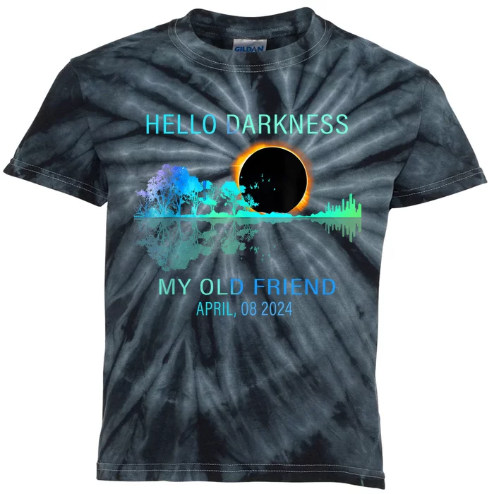 Hello Darkness My Old Friend 2024 Solar Eclipse April 08 2024 Kids Tie-Dye T-Shirt